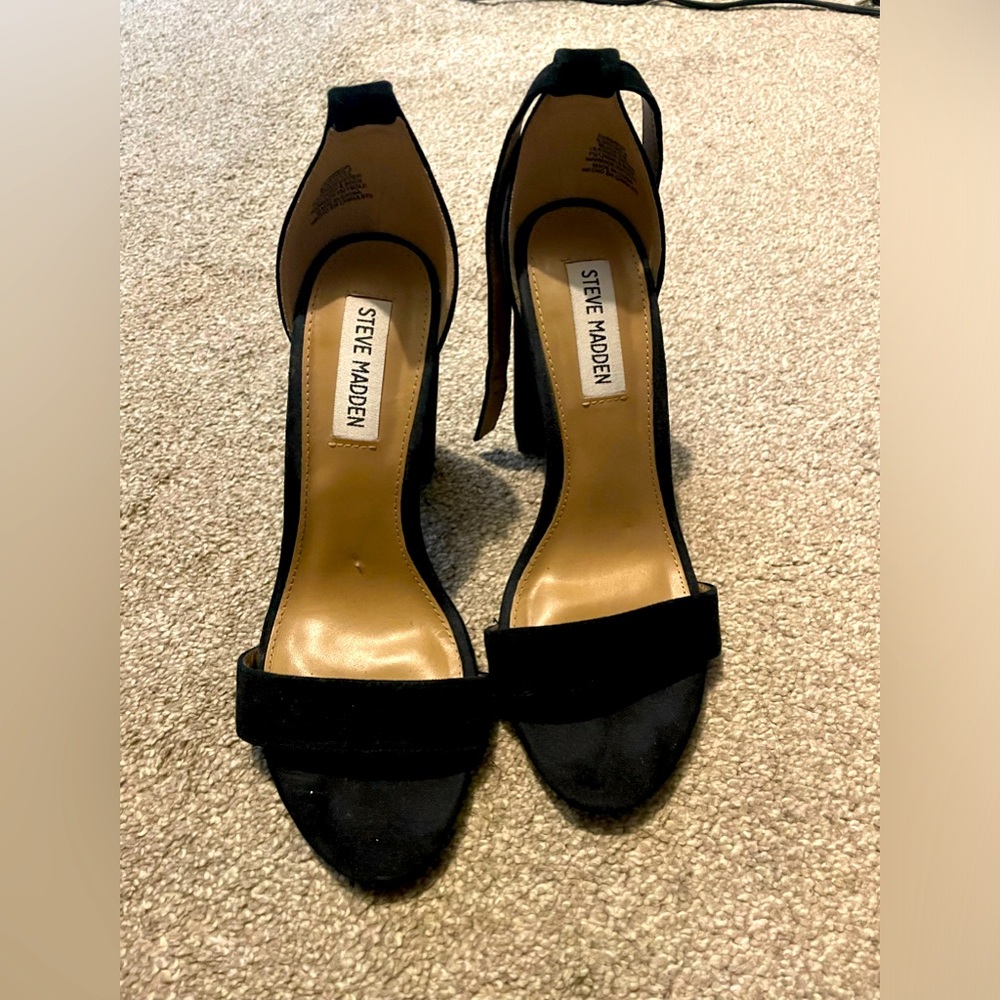 Steve madden black ankle strap sandals heels size 5.5 6